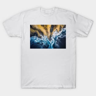 River in Iceland from above - Aerial Landscape Photography T-Shirt